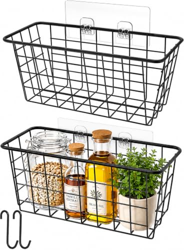 Hanging Kitchen Baskets Wire Storage Basket Over the Cabinet Door Organizer