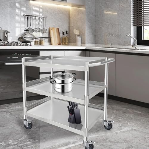 3 Shelf Stainless Steel Rolling Utility Cart