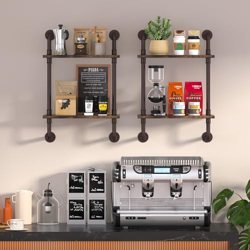 3 Tier Industrial Pipe Shelf Rustic Wood Floating Shelves