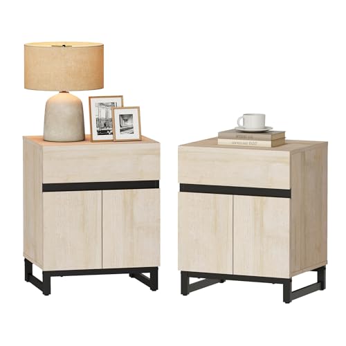 Modern End Table with 1 Drawer & 1 Storage Cabinet