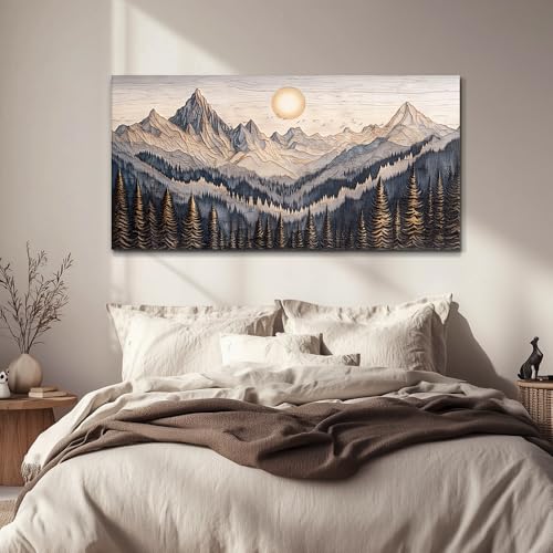 Canvas Wall Art For Bedroom Framed Decorations For Living Room Modern Office Wall Decor Lake View Painting Forest Tree Landscape Pictures Canvas Artworks Ready To Hang Home Decor