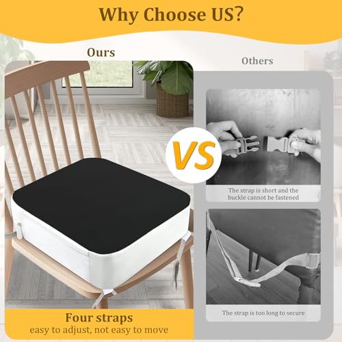 Toddler Booster Seat for Kitchen Chair 4 Point Anchor Fix 3.8 Inch Lift