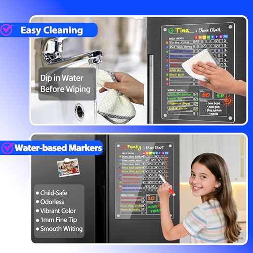 Acrylic Magnetic Chore Chart for Multiple Kids