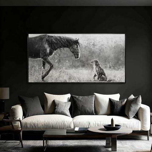 Green Canvas Wall Art for Living Room Flowers Grey Abstract Wall Decor White Horse Pictures Gold Leaves Artwork Arts for Hotel Office