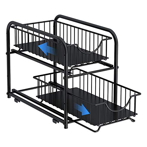 under sink storage 2 Tier Stackable Sliding Basket Organizer Drawer For Kitchen And Bathroom
