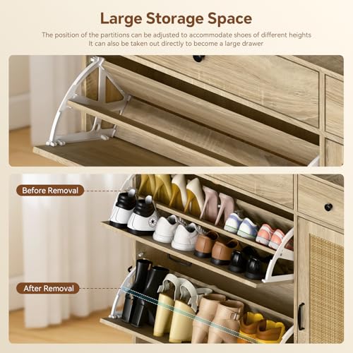 Shoe Cabinet with High Boot & Storage Drawer