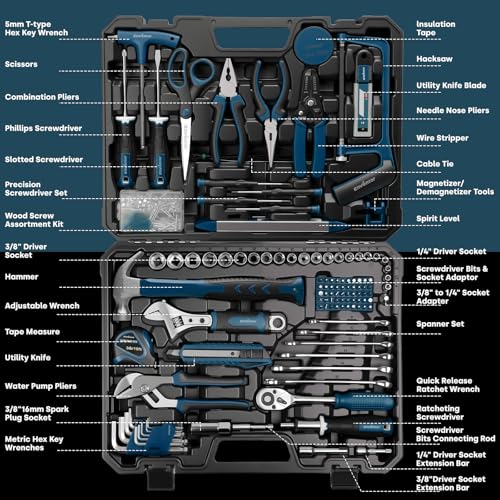 General Household Hand Tool Kit with Storage Toolbox