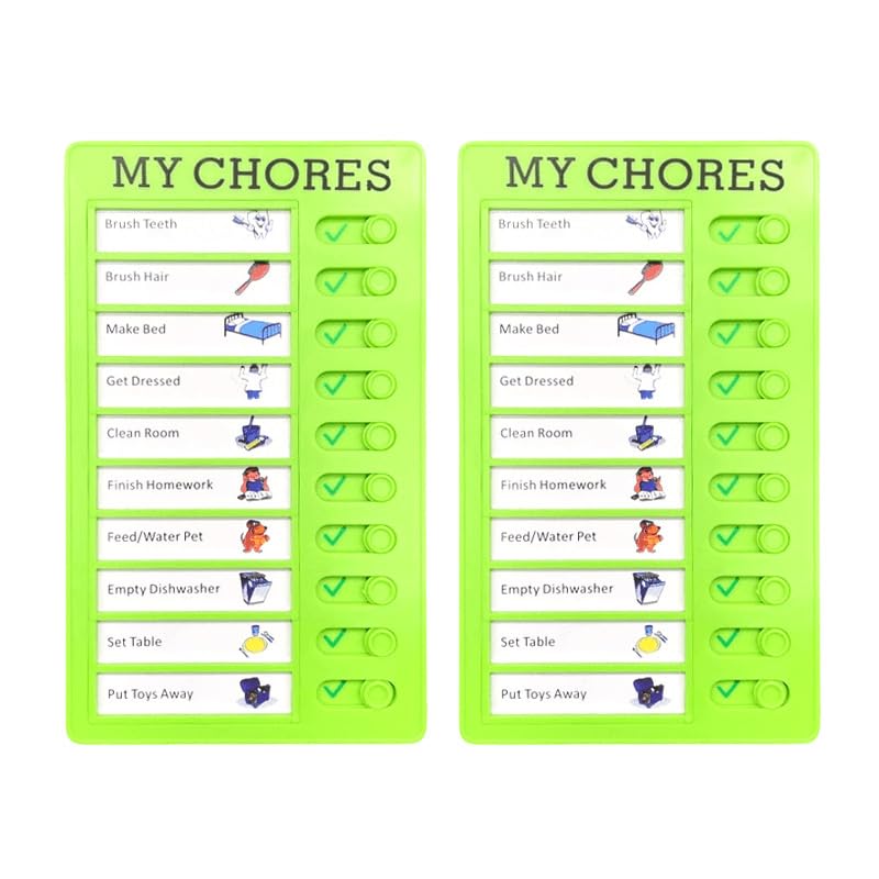2 Pcs Chore Chart for Adults to do List My Chores Checklist Task Board Sliding Routine Chart for Kids
