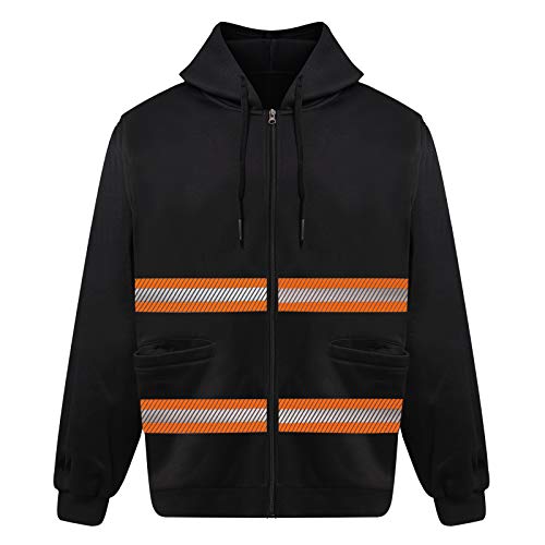 High Visibility Reflective Safety Hoodie Jacket With Removable Sleeves Hi Vis Outdoor Protective Workwear Unisex