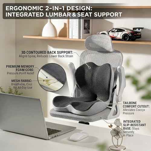 Seat Cushion Premium Ergonomic Memory Foam Car & Office Chair Seat Cushion