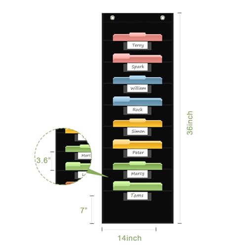 Hanging File Storage Pocket Chart with Nametag Pockets