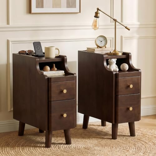 Narrow Nightstand with Drawers