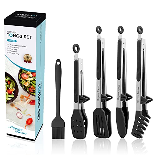 5 Pack Silicone Tongs for Cooking