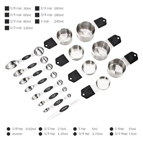 16 Piece Magnetic Measuring Cups and Spoons Set