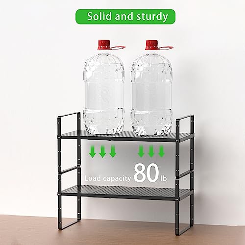 Expandable Cabinet Storage Shelf Stackable Organizer Rack for Kitchen Bathroom Pantry Spice Cupboard Coffee Countertop Home Office Desk Heavy Duty Nonslip