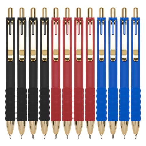 Ballpoint Pens Black Medium Point 1mm Pen with Super Soft Grip Ball Point Pen for Men Women Retractable Pens