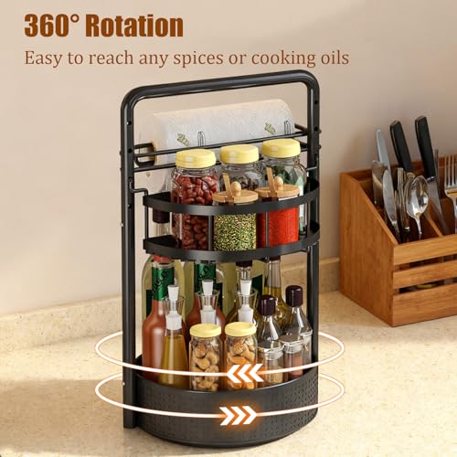 Rotating Spice Rack with Paper Towel Holder