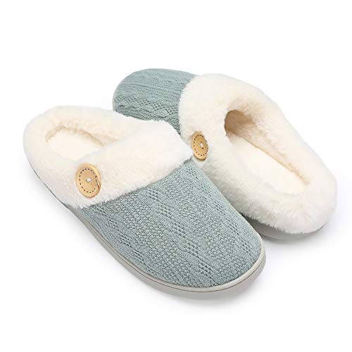 Womens Slipper Warm Comfy Memory Foam House Slippers Knitted Shoes Faux Fur Lined Anti