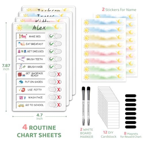Upgraded Slider Dry Erase Chore Chart for Kids Multiple Kids