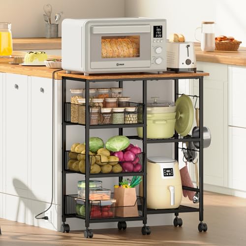 Rolling Kitchen Storage Microwave Cart