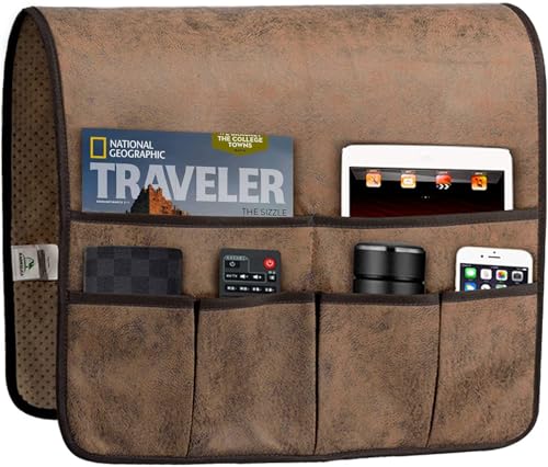 Anti Slip Sofa Armrest Organizer Arm Chair Bedside Caddy Storage Organizer For Recliner Couch With 6 Pockets For Cell Phone Tv Remote Control