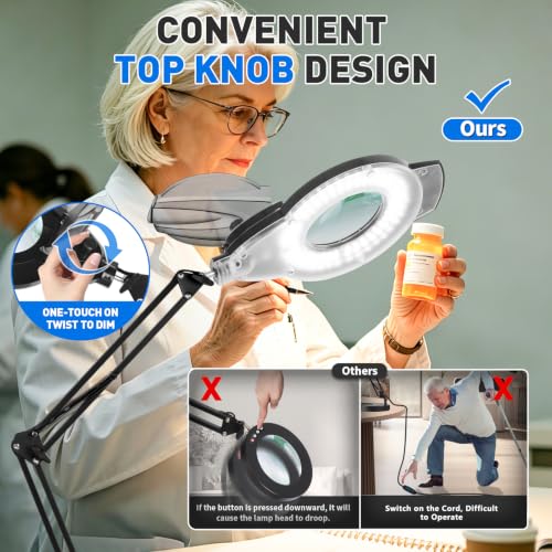 KIRKAS LED Magnifying Lamp with Clamp