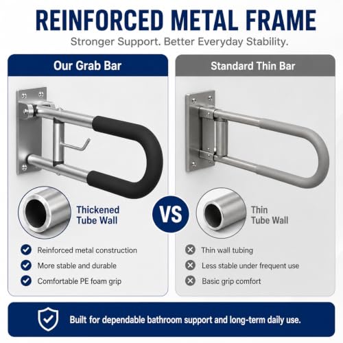 Foldable Toilet Grab Bar with Paper Holder