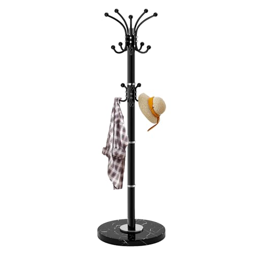 Modern Metal Coat Rack Stand with Natural Marble Base