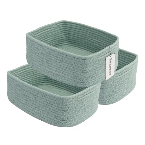 Small Woven Storage Baskets Decorative Rope Bins for Organizing Shelves