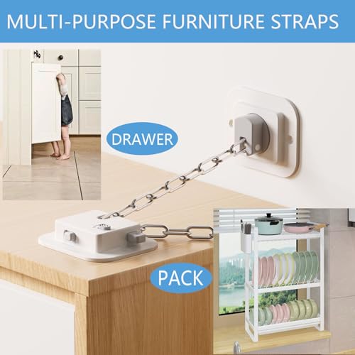 Anti Tip No Drill Furniture Anchor with 3M Adhesive