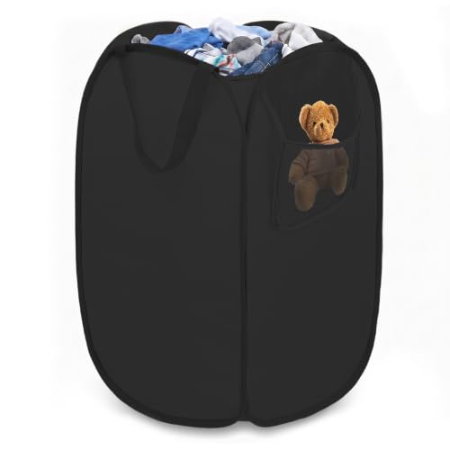 Sturdy Foldable Pop Up Laundry Hamper with Side Pockets