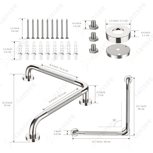 L Shaped Bathroom Grab Bars