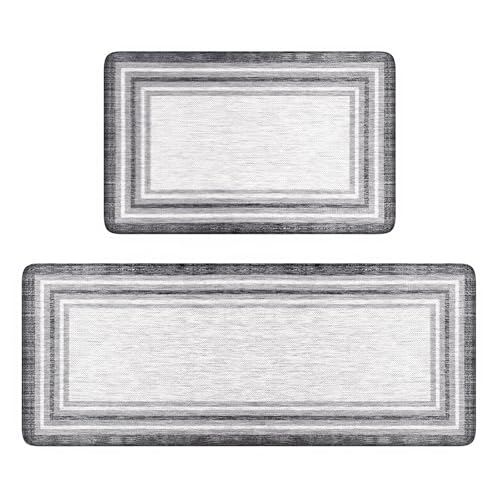 KIMDOE Boho Kitchen Rugs and Mats 2PCS Cushioned Anti Fatigue Kitchen Mat Non