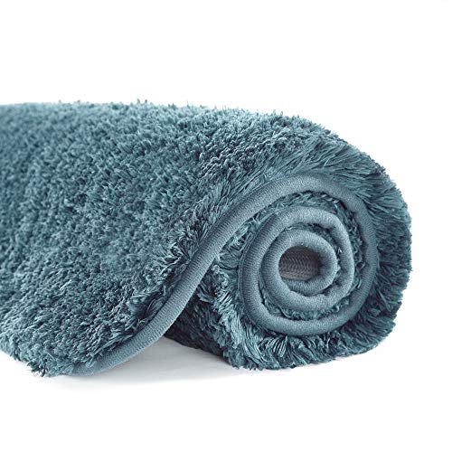Bathroom Contour Rug Non Slip Bath Mat Water Absorbent Soft Microfiber Shaggy Bathroom Mat Machine Washable Bath Rug for Bathroom Thick Plush U Shape Toilet Rug