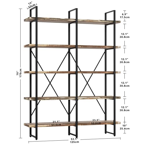 Bookshelves and Bookcases Double Wide Large Bookshelf 5 Tiers