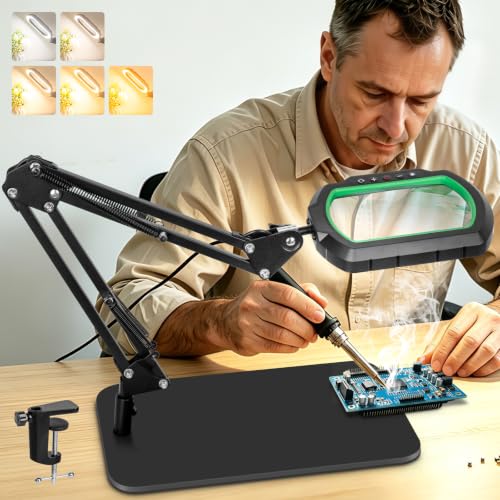 Square Magnifying Glass with Light and Stand