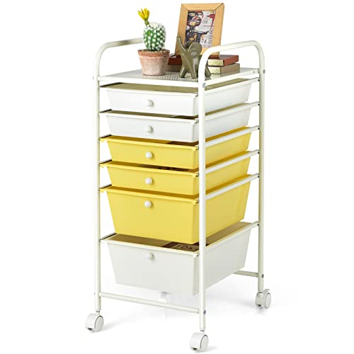 Storage Cart Bin Organizer Rolling Storage Cart Metal Frame Plastic Drawers Flexible Wheels Home Office Scrapbook Supply & Paper Shelf