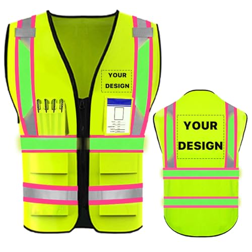 High Reflective Visibility Safety Vest Custom Your Logo Safety Workwear with Reflective Strips and Pockets