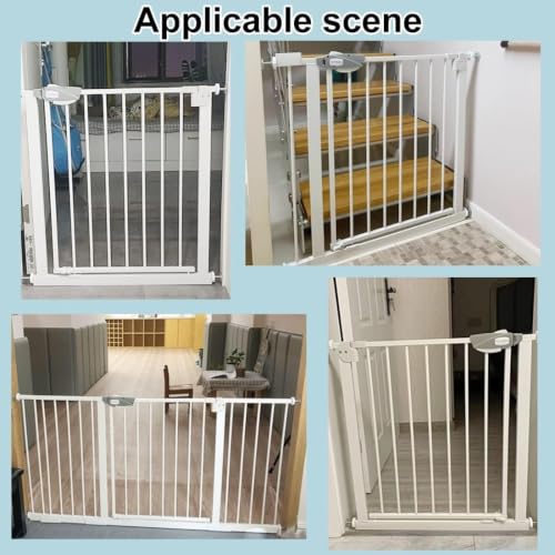Triple Lock Baby Gate Extra Wide Pressure Mounted Walk Through Swing Auto Close Safety Black Metal Dog Pet Puppy for Stairs