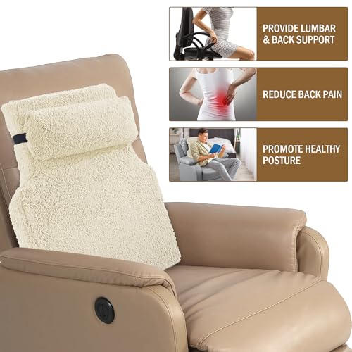 Sherpa Fleece Lumbar Support Pillow with Headrest for Recliner
