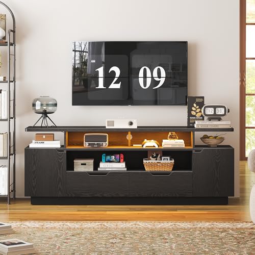 TV Stand for TVs 85 inch with Power Outlet and LED Lights