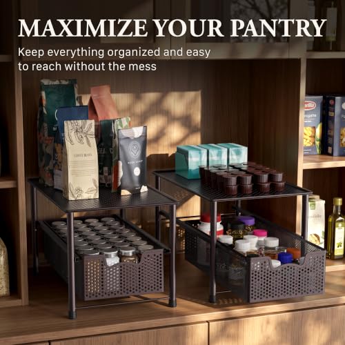 SimpleHouseware Stackable Under Sink Cabinet Sliding Basket Organizer Drawer
