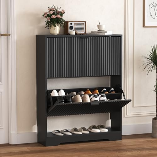Shoe Cabinet Storage for Entryway with Flip Drawers