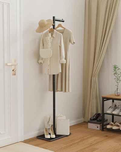 Freestanding Metal Coat Racks with Natural Rock Base