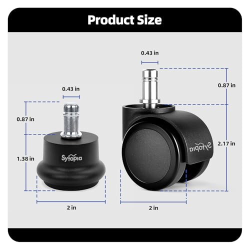 Bell Glides Replacement Office Chair or Stool Swivel Caster Wheels