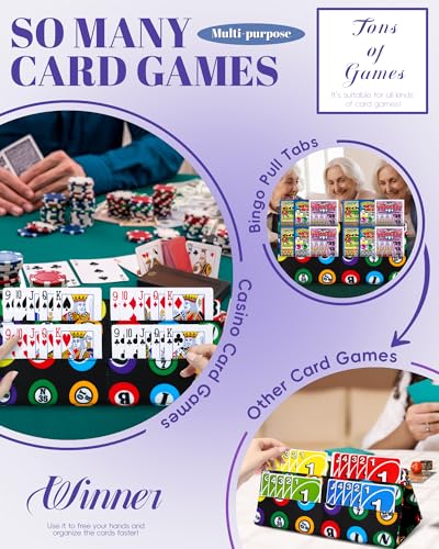 2 Pack of Playing Card Holder for Bridge Canasta Poker Games Bingo Ticket Holder for Pull Tabs Gambling Tickets