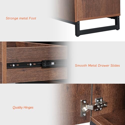 Modern End Table with 1 Drawer & 1 Storage Cabinet