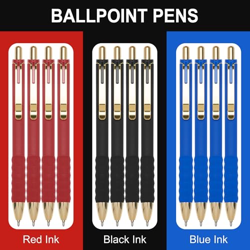 Ballpoint Pens Black Medium Point 1mm Pen with Super Soft Grip Ball Point Pen for Men Women Retractable Pens