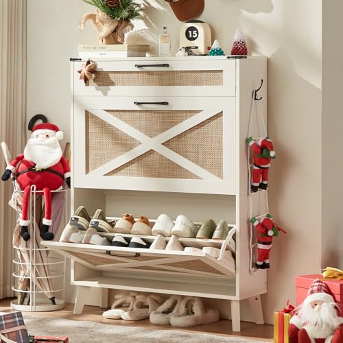 Shoe Cabinet Storage for Entryway with 2 Flip Drawers
