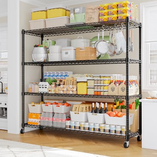 55.5''W Storage Shelves 2500LBS Wire Shelving Unit with Wheels